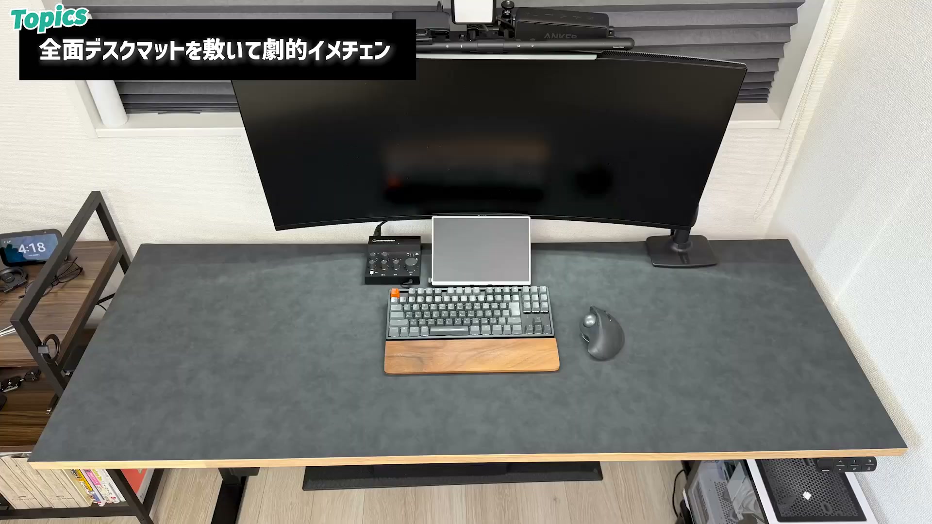 アフター：全面にデスクマットを敷いた状態