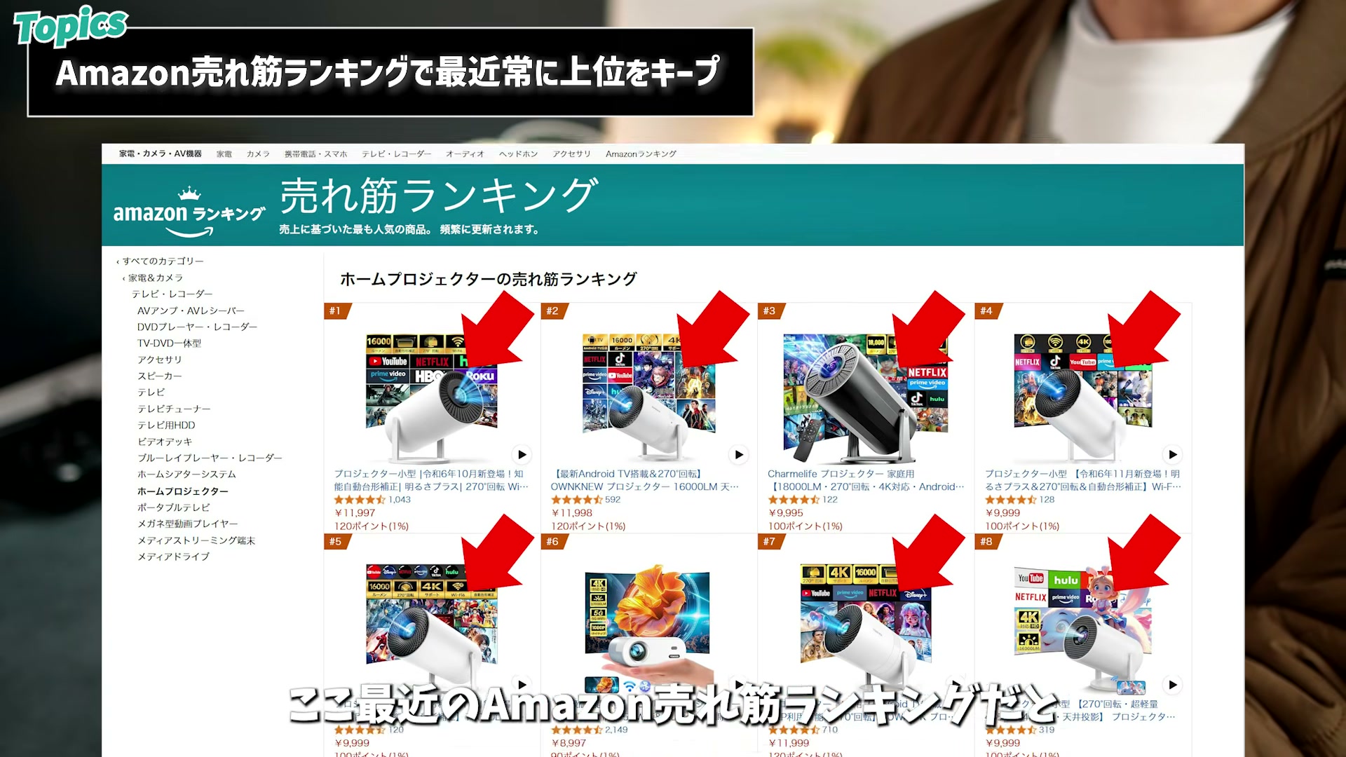 Amazon売れ筋ランキング上位の筒形プロジェクター