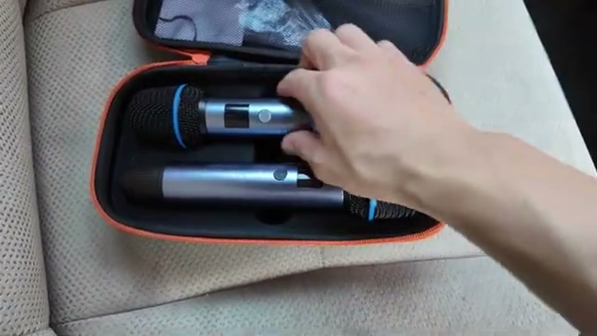 ケース付きのワイヤレスマイク2本セット