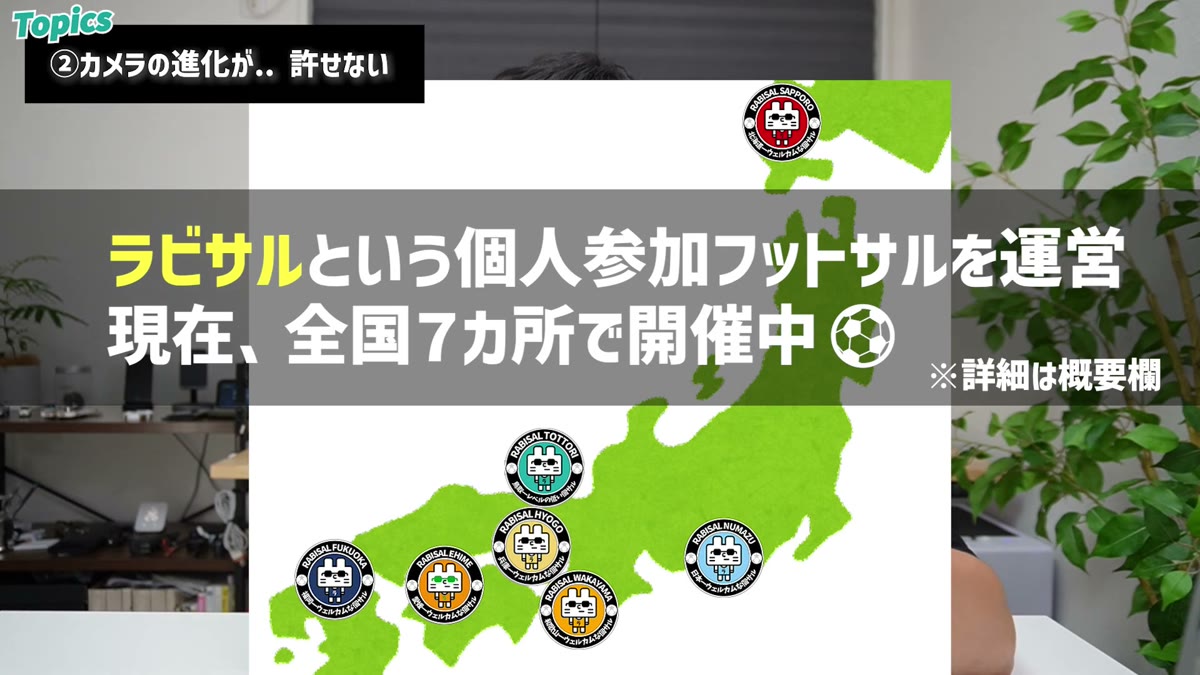 運営している個人参加フットサル「ラビサル」のプレー撮影にも使う